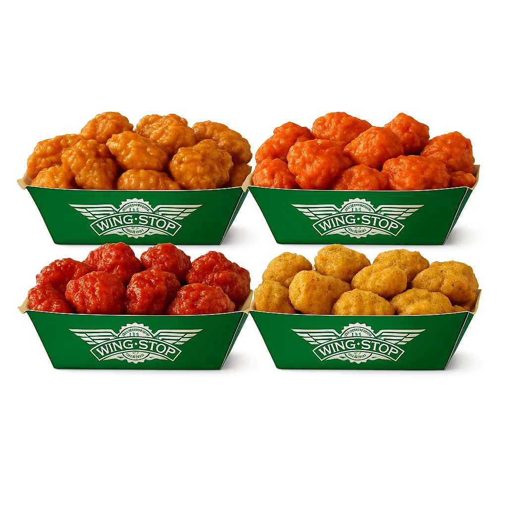 Fifty chicken wings with fries and sauces.