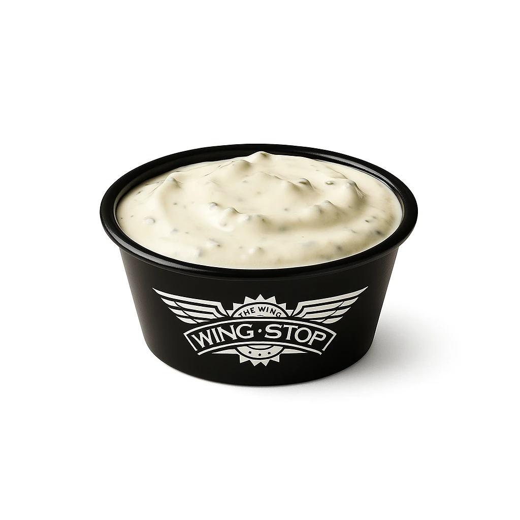Cup of blue cheese sauce.