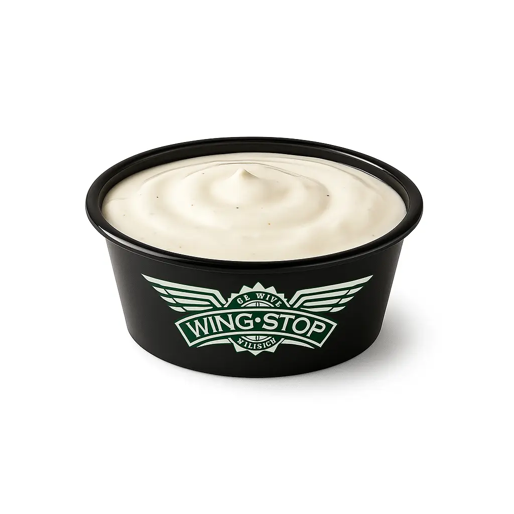 Cup of ranch sauce.