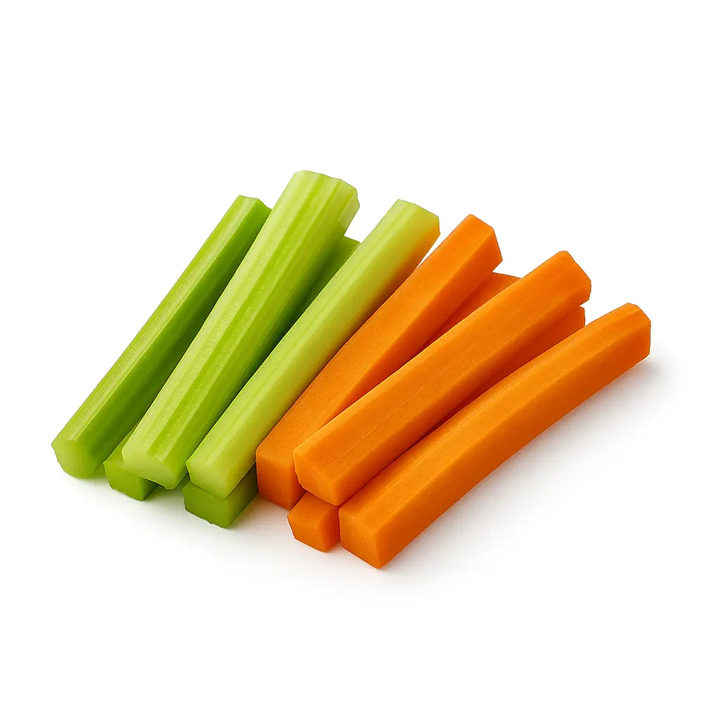 Celery and carrot sticks with dip.